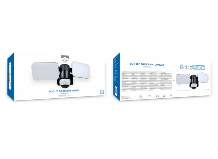 ELRO LF70 Duo LED Buitenlamp met Sensor - 2x10W - 1200LM - Zwart