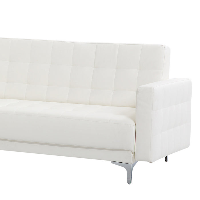 Beliani-ABERDEEN-Hoekslaapbank ottomaan-Wit-Rechts-267 cm-Kunstleer