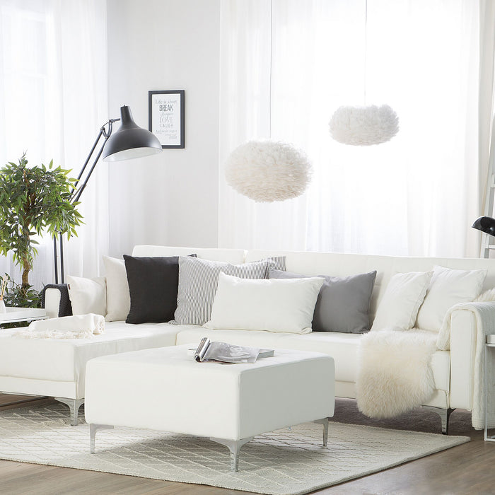Beliani-ABERDEEN-Hoekslaapbank ottomaan-Wit-Rechts-267 cm-Kunstleer