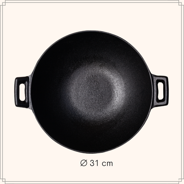 OTIX Gietijzeren Wokpan Alle warmtebronnen Wokpan Inductie Pan Zwar...