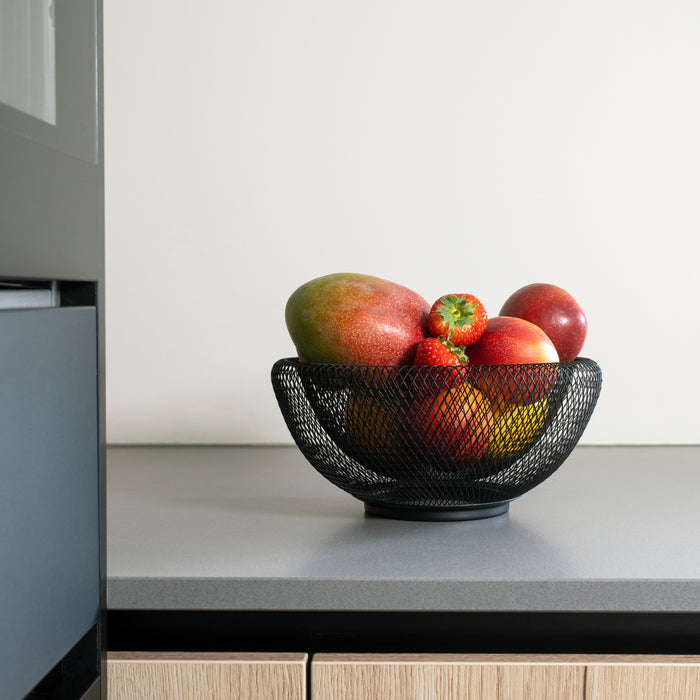 QUVIO Fruitschaal metaal mesh - Zwart