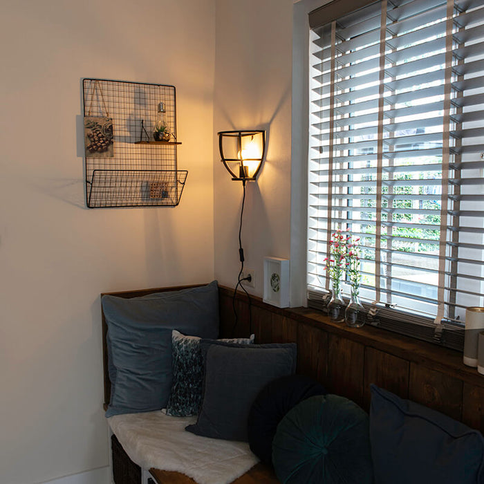 QAZQA Arthur Industriële wandlamp zwart