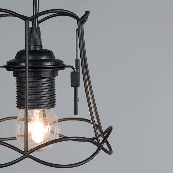 QAZQA Retro hanglamp zwart 15 cm - Granny Frame