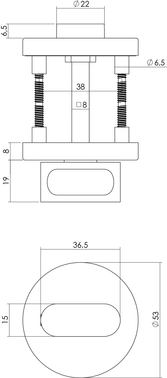 Intersteel Rozet toilet-|badkamersluiting rond nokken rvs geborsteld