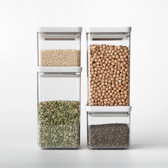 Brabantia Tasty+ Stapelbare Voorraadbus Set van 4 - 2 x 0,7 en 2 x 1,6 L - Wit