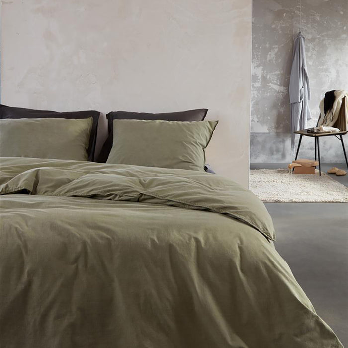vtwonen Natural Stone Dekbedovertrek 240 x 200/220 cm - Donkergroen