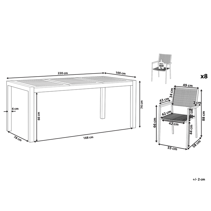 Beliani - GROSSETO - Tuinset voor 8 - Zwart - RVS