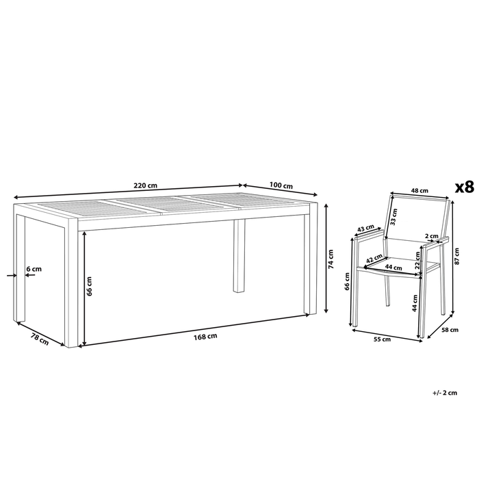 Beliani - GROSSETO - Tuinset voor 8 - Wit - RVS