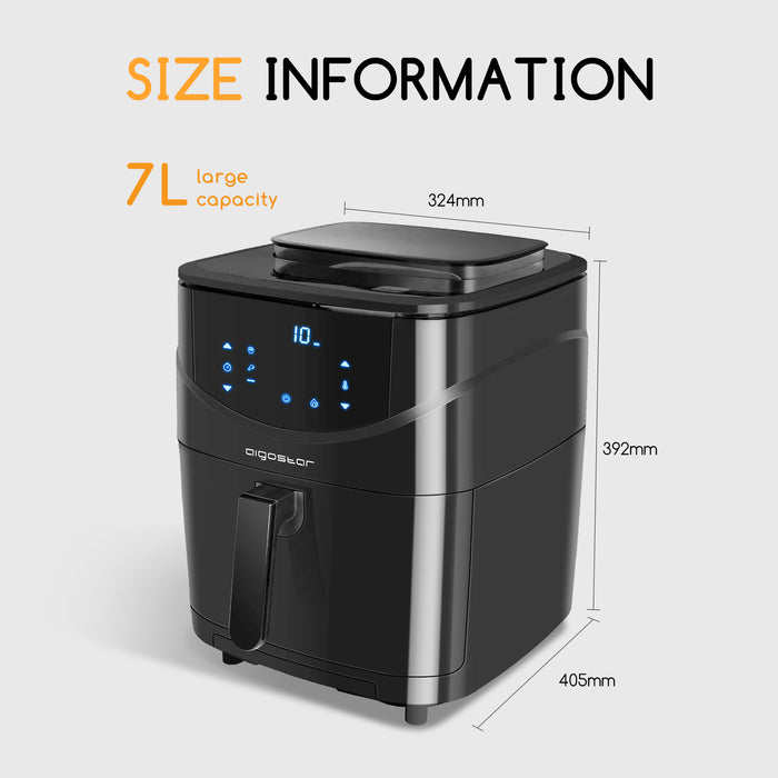 Aigostar Melodia 30XQJ-Airfryer-Heteluchtfriteuse-Stoomoven-Zwart