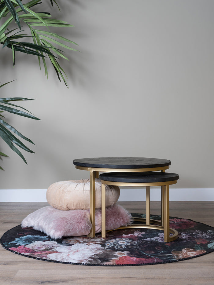 Salontafel Bart - Set van 2 - Zwart blad - Goud onderstel