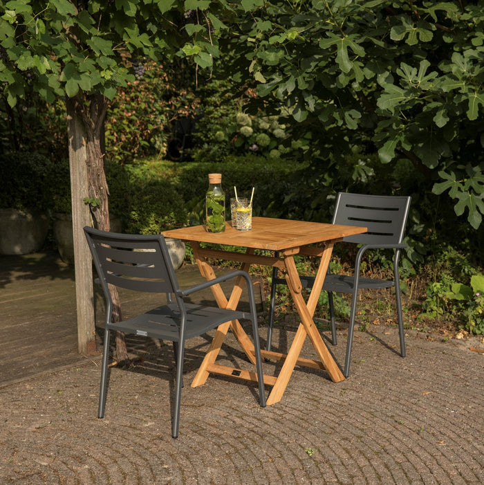 WOOOD Hawaii Tuinstoel Met Armleuning - Aluminium - Grijs - 85x56x53