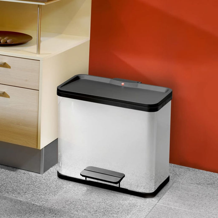 Hailo Pedaalemmer Oko Duo Plus maat L 17+9 L roestvrij staal 0630-200