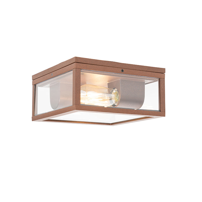 QAZQA Industriële plafondlamp roestbruin IP44 2-lichts - Charlois