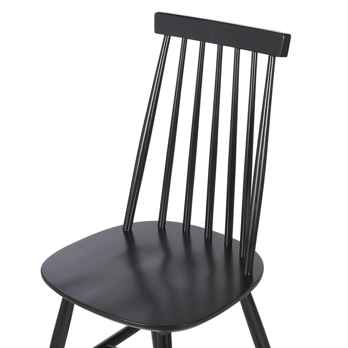 Beliani - BURBANK - Eetkamerstoel - Zwart - Rubberhout