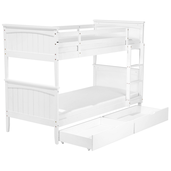 Beliani-ALBON-Stapelbed met opbergruimte-Wit-90 x 200 cm-Dennenhout