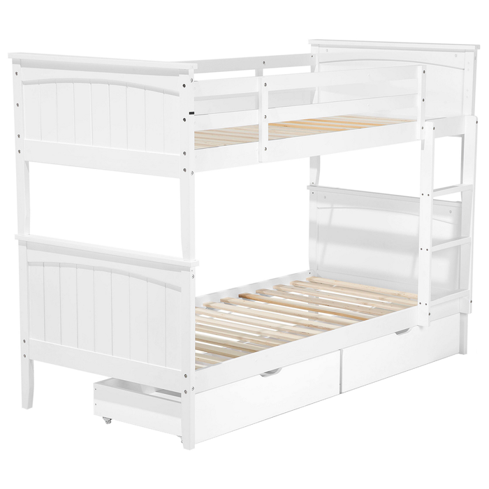 Beliani-ALBON-Stapelbed met opbergruimte-Wit-90 x 200 cm-Dennenhout