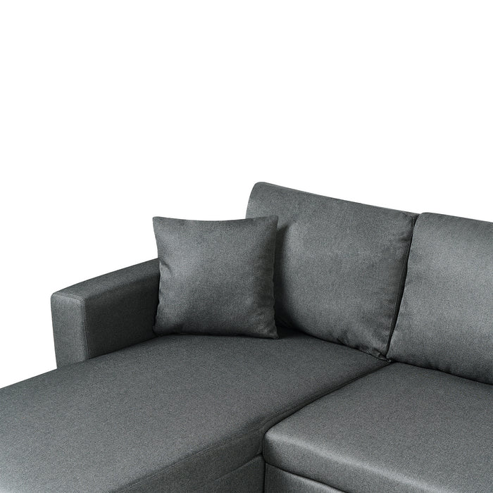 Beliani - SOMMEN - Hoekslaapbank - Donkergrijs - 287 cm - Polyester