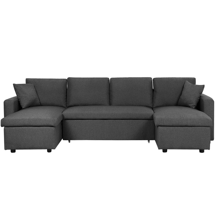 Beliani - SOMMEN - Hoekslaapbank - Donkergrijs - 287 cm - Polyester