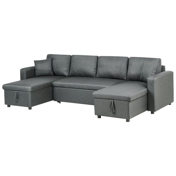 Beliani - SOMMEN - Hoekslaapbank - Donkergrijs - 287 cm - Polyester