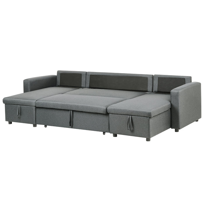 Beliani - SOMMEN - Hoekslaapbank - Donkergrijs - 287 cm - Polyester