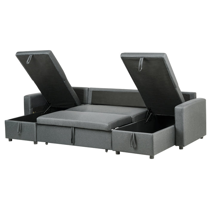 Beliani - SOMMEN - Hoekslaapbank - Donkergrijs - 287 cm - Polyester