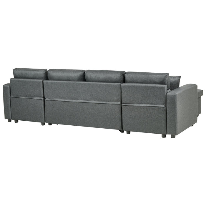 Beliani - SOMMEN - Hoekslaapbank - Donkergrijs - 287 cm - Polyester