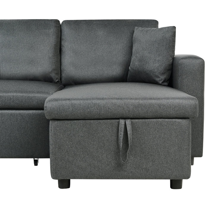 Beliani - SOMMEN - Hoekslaapbank - Donkergrijs - 287 cm - Polyester