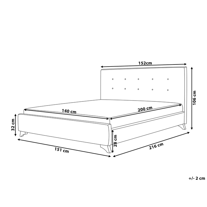 Beliani-AMBASSADOR -Tweepersoonsbed-Beige-140 x 200 cm-Polyester