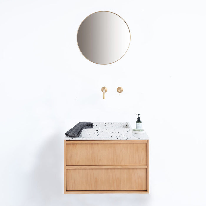 Going Objects - Badkamermeubel Fien Eik - Wit Terrazzo - 80 cm