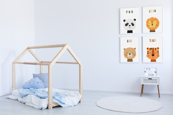 Happy Walls - Babykamer Posters - Set van 4 Baby diertjes