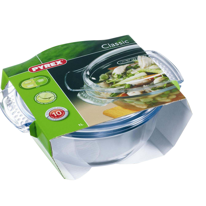 Pyrex Essentials ovenschaal rond met deksel - 1 + 0,3 liter