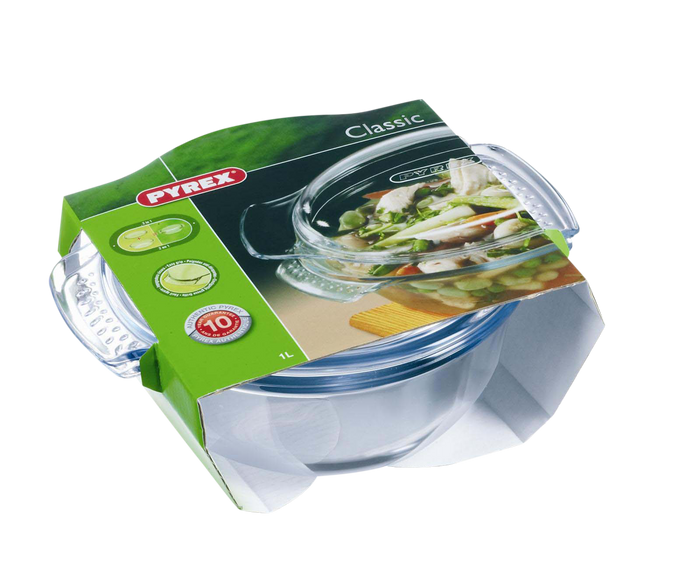 Pyrex Essentials ovenschaal rond met deksel - 1 + 0,3 liter