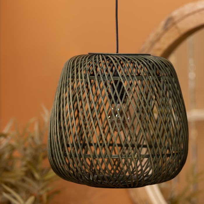 WOOOD Moza Hanglamp - Bamboe - Groen - 36x36x36