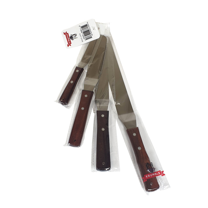 Krumble paletmes | glaceermes spatel set van 4 RVS met houten handvat