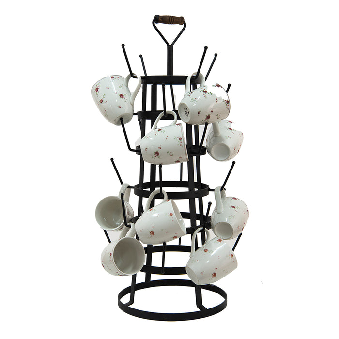 Clayre & Eef Mokkenrek 30x30x64 cm Zwart Ijzer Mokkenboom Mokkenhouder