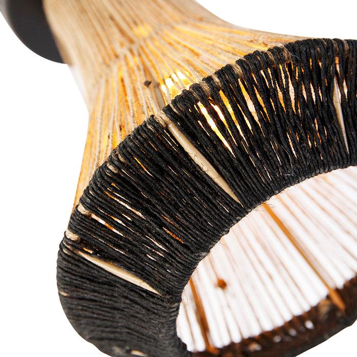 QAZQA Landelijke plafondlamp zwart met touw 19 cm - Jenthe