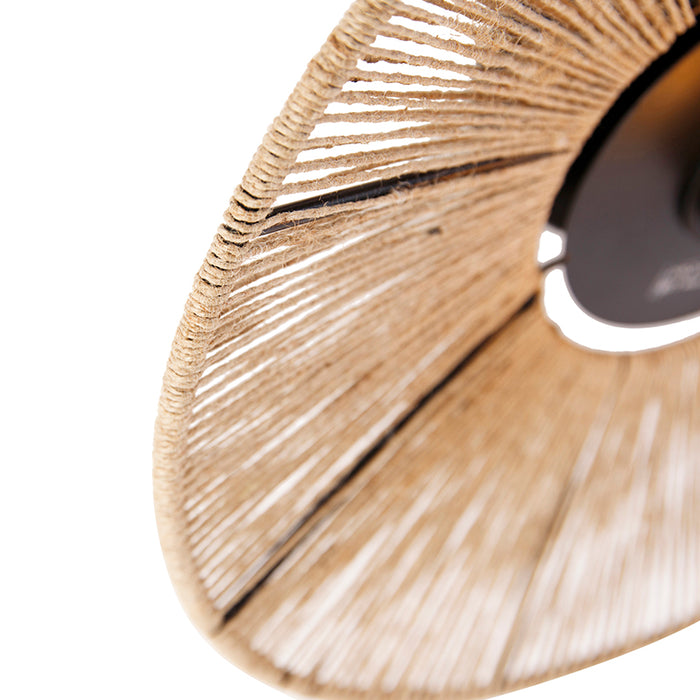 QAZQA Landelijke plafondlamp zwart met touw - Sacha