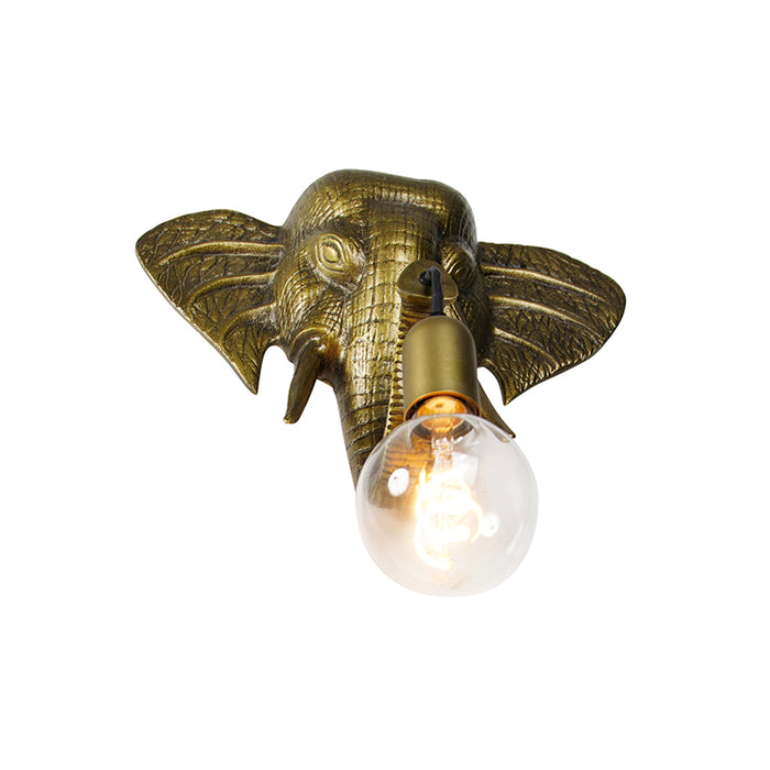 QAZQA Vintage wandlamp goud - Animal Elefant