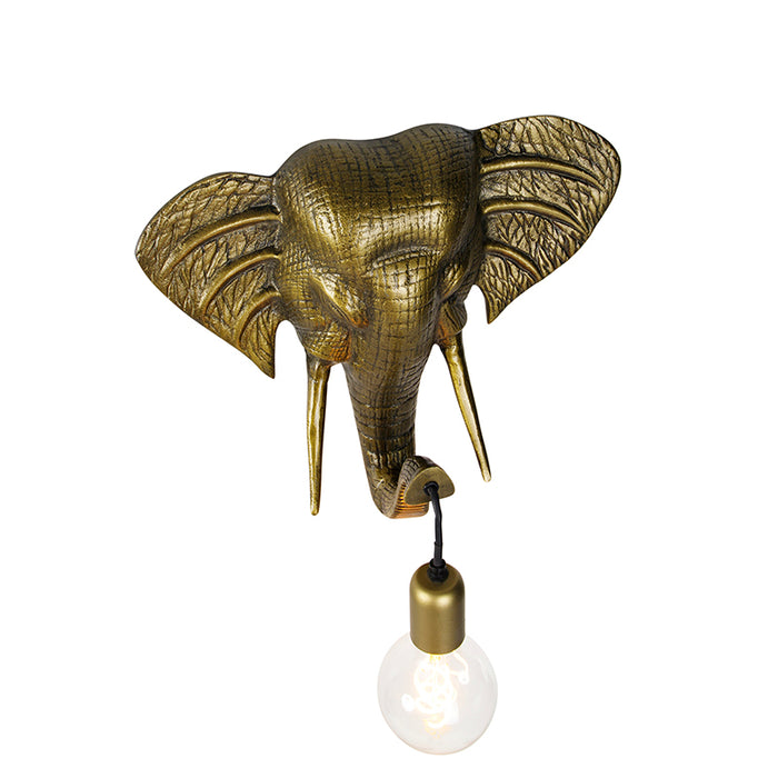 QAZQA Vintage wandlamp goud - Animal Elefant