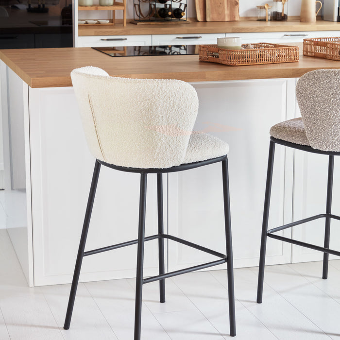 Kave Home Ciselia Barkruk - H 75 cm - Wit / Zwart