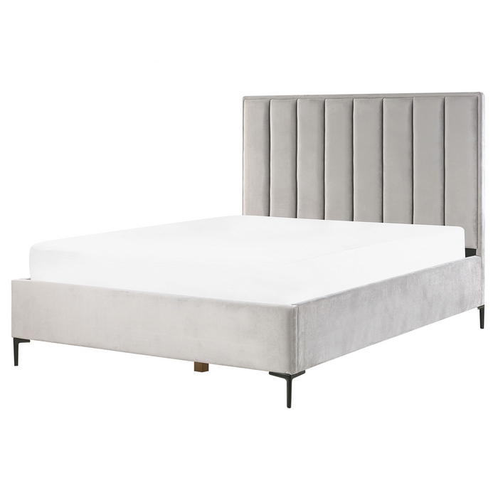 Beliani-SEZANNE -Bed met opbergruimte-Lichtgrijs-160 x 200 cm-Fluweel