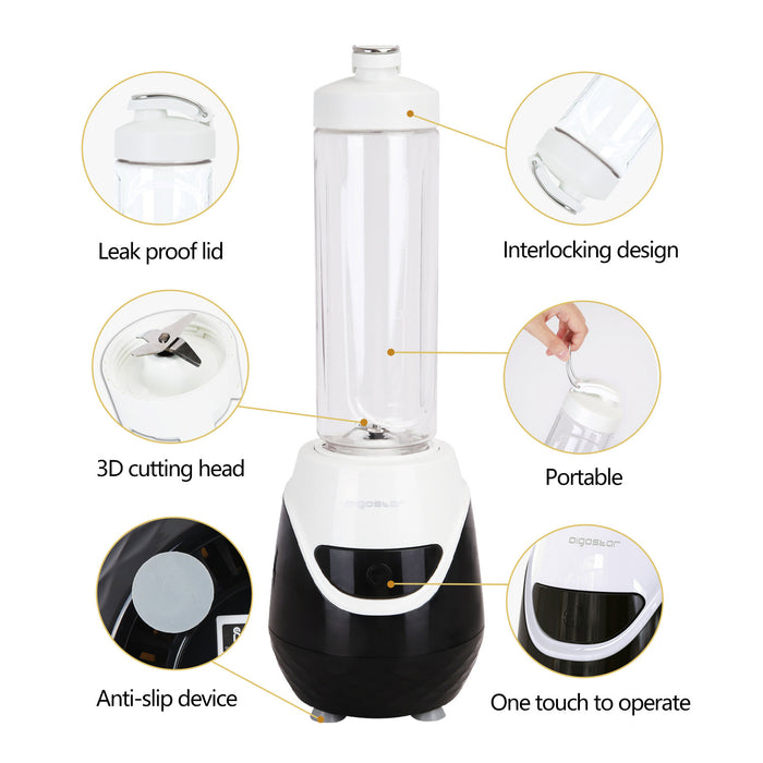 Aigostar Blackberry 30JDH - Blender to go - Zwart|Wit