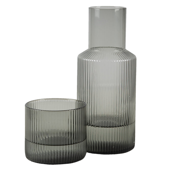 Clayre & Eef Karaf met Glas 450 ml Grijs Glas Waterkan