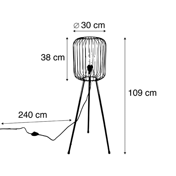 QAZQA Vloerlamp wire - Goud|messing - Modern - D 30cm