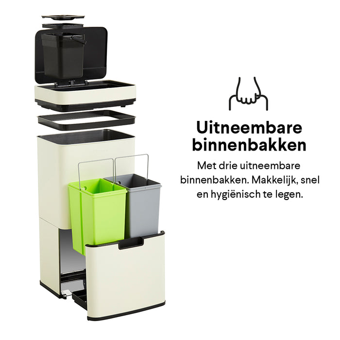 Homra Nexo Afvalemmer 72 Liter (48+12+12 Liter) - Wit/crème