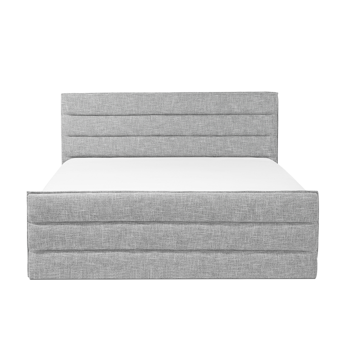 Beliani-VALBONNE -Tweepersoonsbed-Lichtgrijs-180 x 200 cm-Polyester