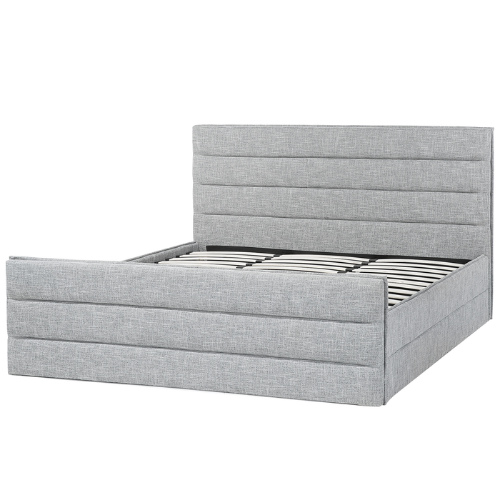 Beliani-VALBONNE -Tweepersoonsbed-Lichtgrijs-180 x 200 cm-Polyester