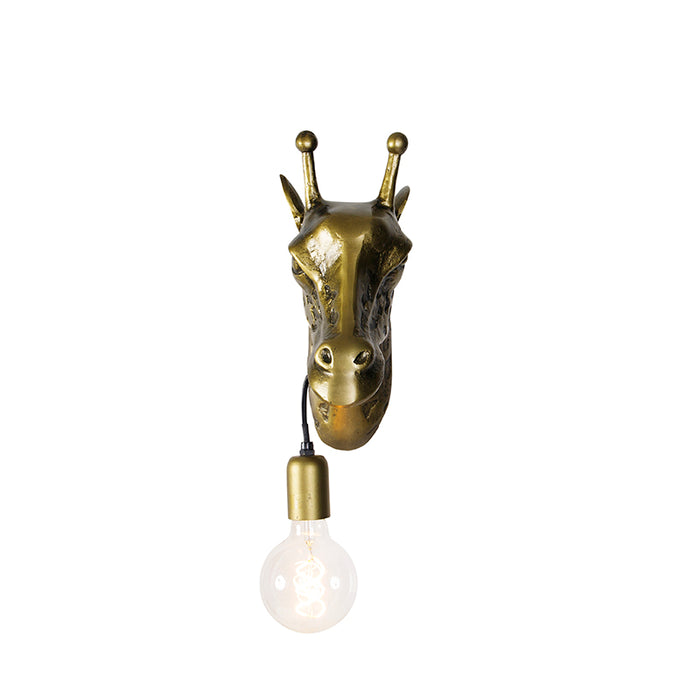 QAZQA Vintage wandlamp messing - Animal Giraf