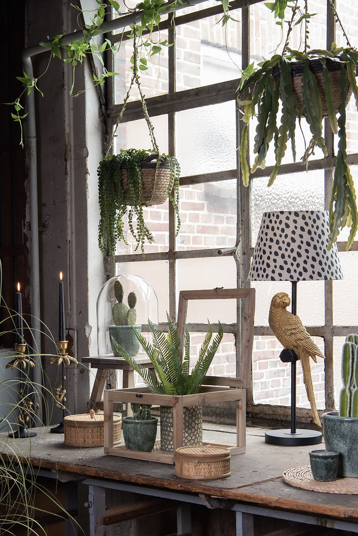 Clayre & Eef Vaas Ø 15x13 cm Groen Goudkleurig Glas Rond Glazen Vaas