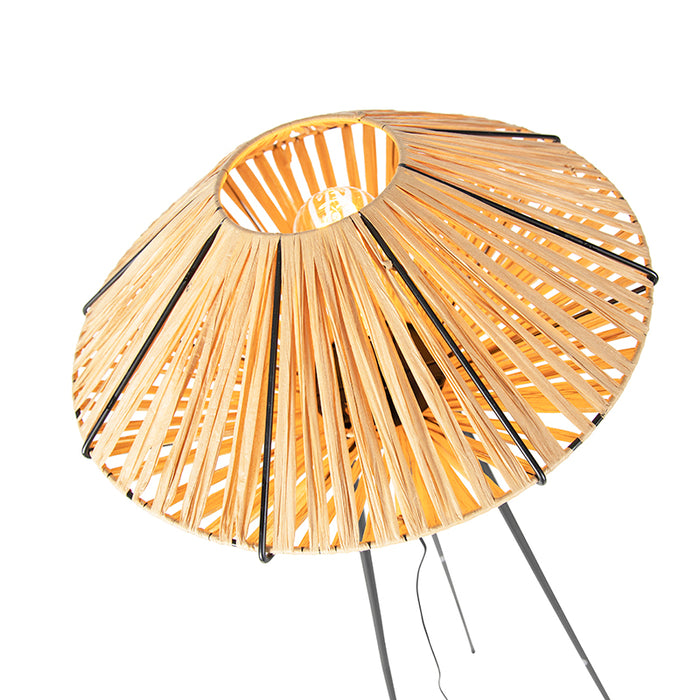 QAZQA Oosterse vloerlamp tripod rotan - Straw
